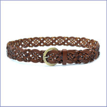 Christmas brown genuine leather braid belt